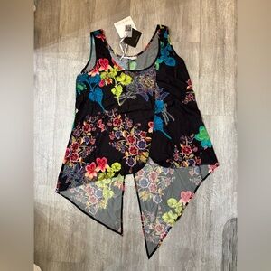 Elegant Floral Asymmetrical Tank Top